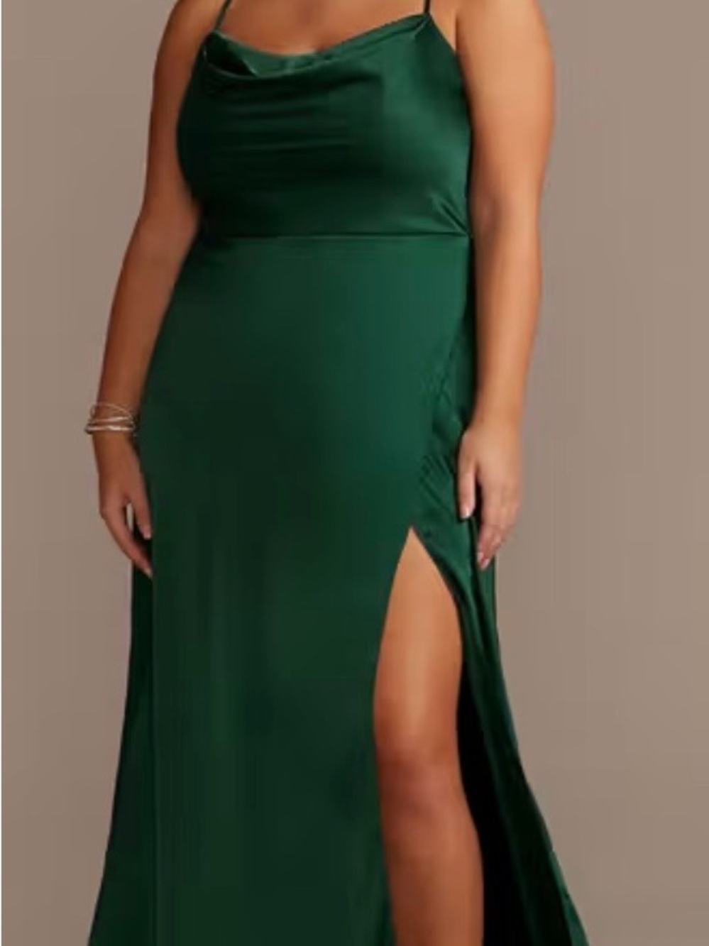 DB Studio Emerald Cowl Neck Satin Maxi Dress NWT Sz 20
